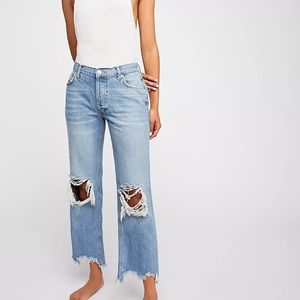 Free People Maggie Straight Leg Ripped Jeans